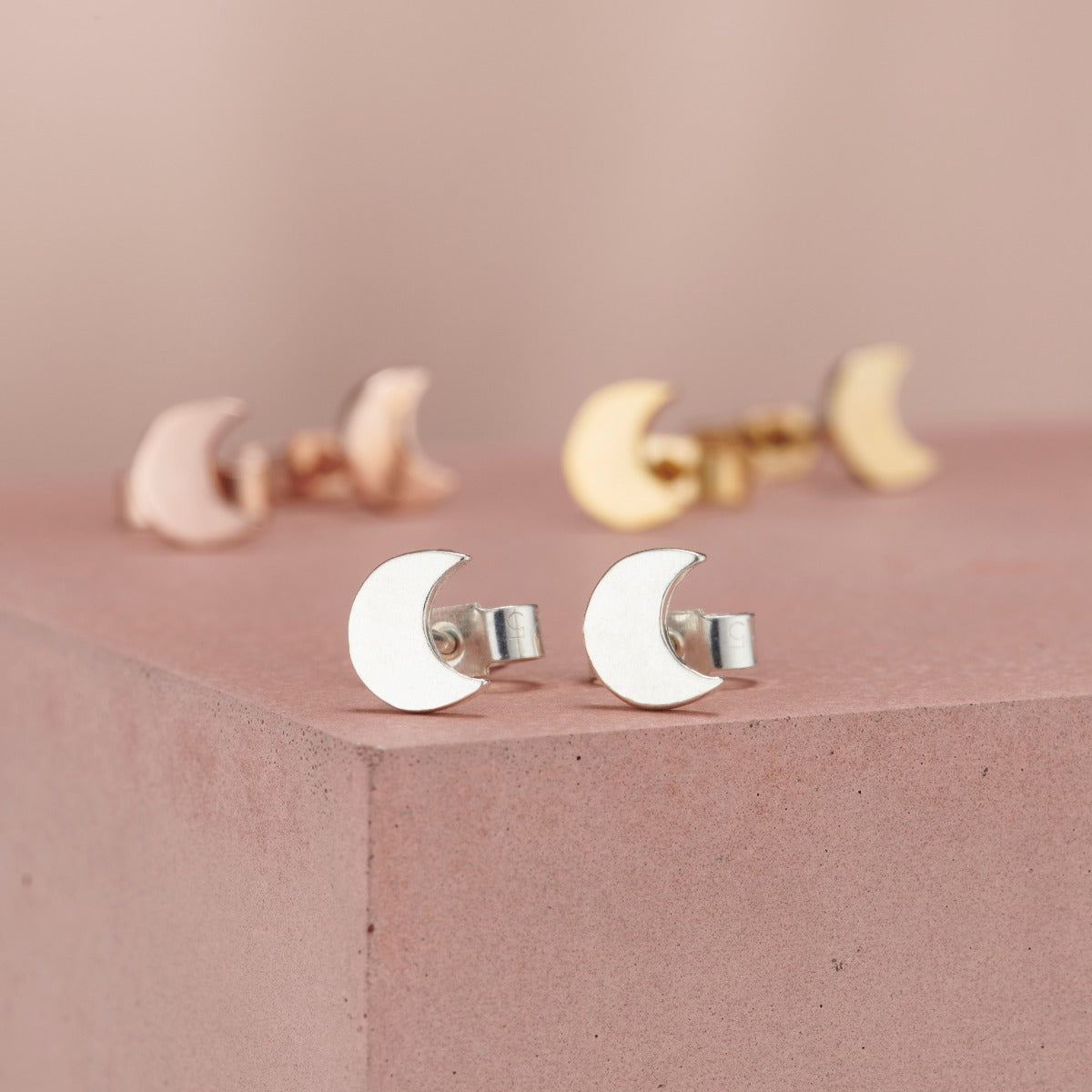 Crescent Moon Stud Earrings