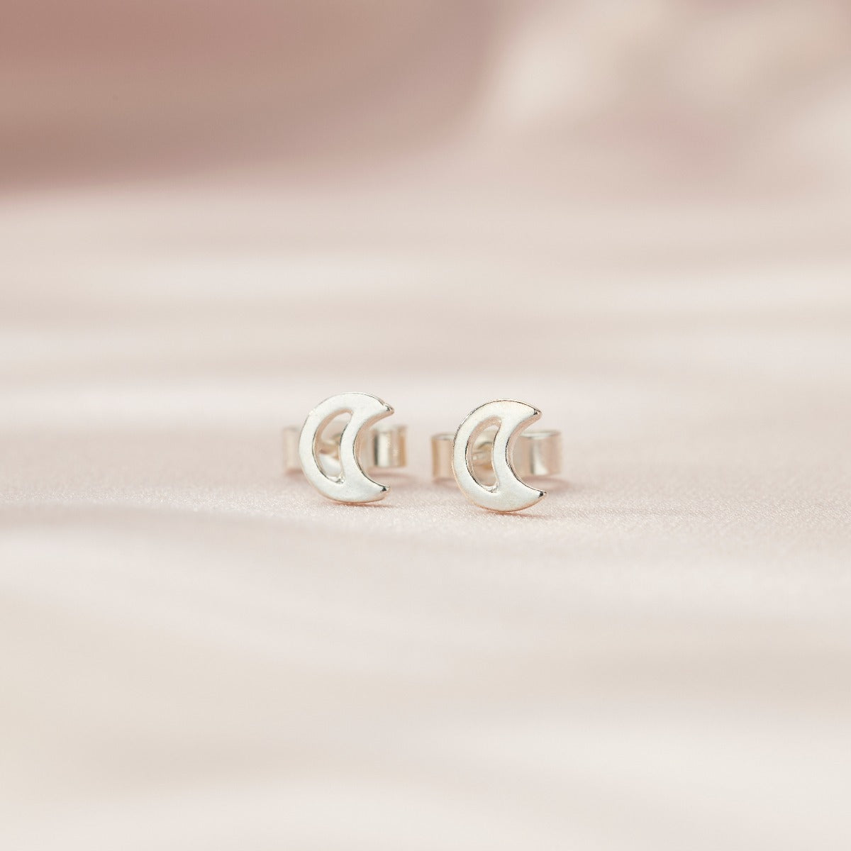 Fine Crescent Moon Stud Earrings