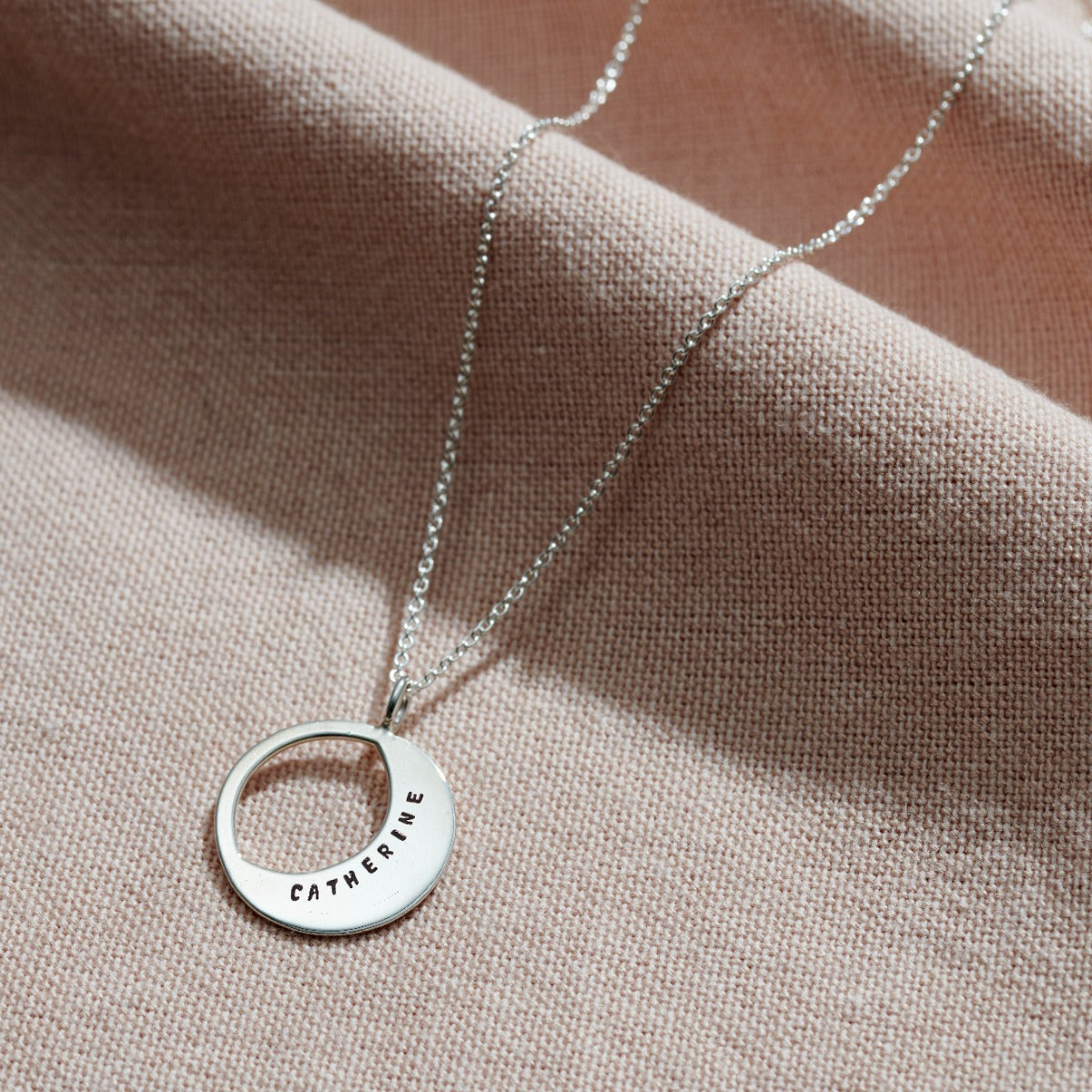 Textured Personalised Large Moonshine Necklace