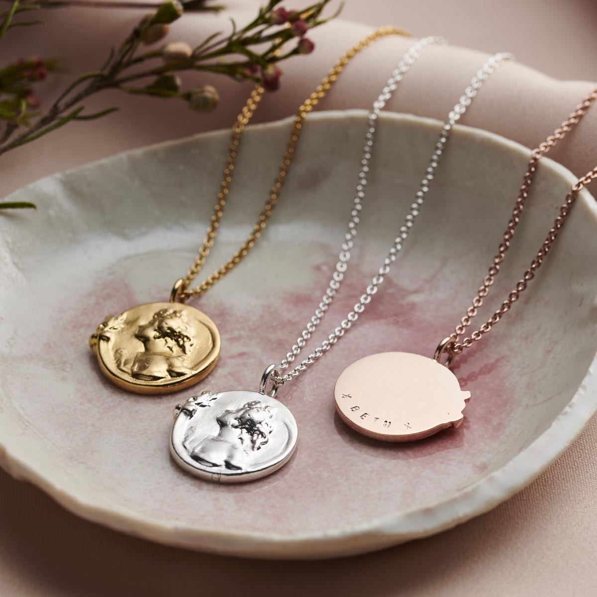 Personalised Cameo Coin Necklace