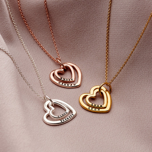 Personalised Mummy and Baby Heart Necklace