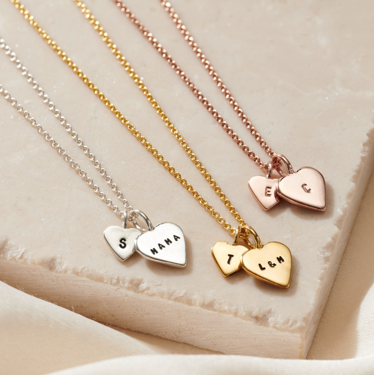 Personalised Mother & Baby Heart Charm Necklace