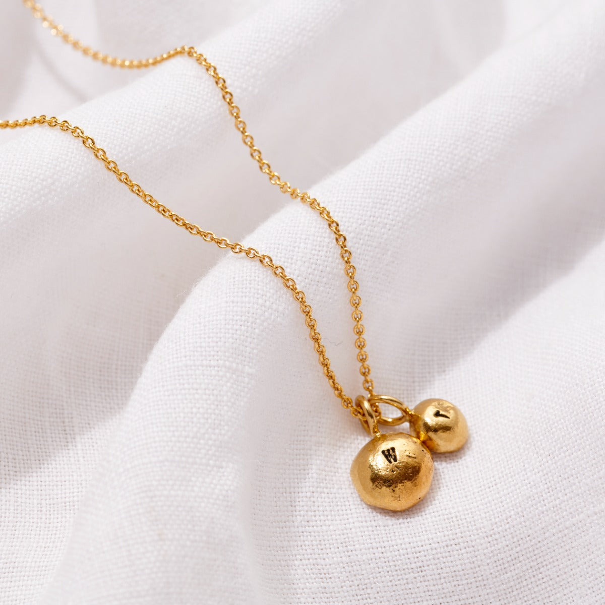 Molten Orb Mummy & Baby Initial Necklace