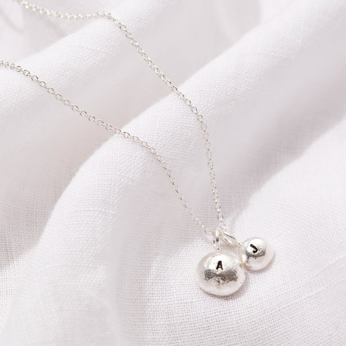 Molten Orb Mummy & Baby Initial Necklace