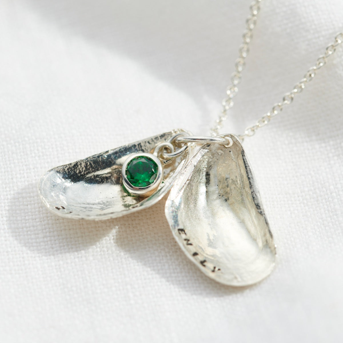 Personalised Mussel Shell Birthstone Necklace