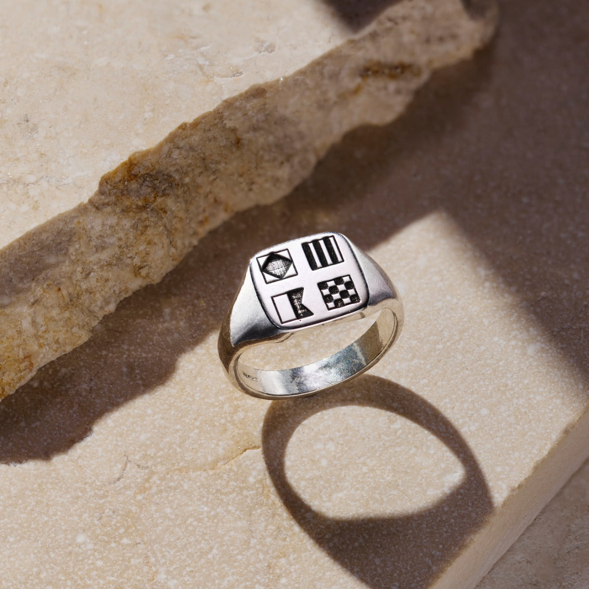 Family Nautical Signal Flags Engraved Signet Ring