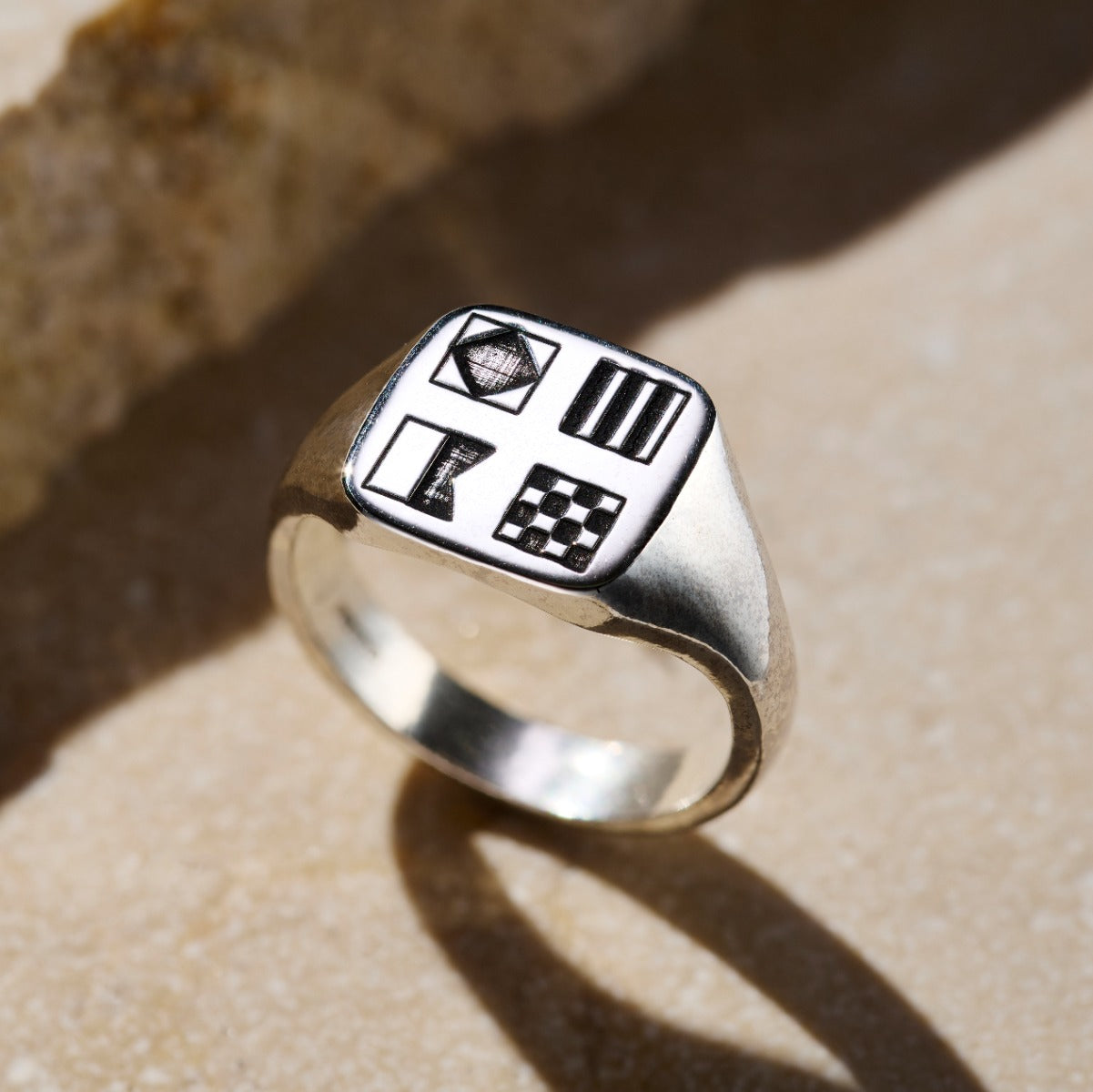 Family Nautical Signal Flags Engraved Signet Ring