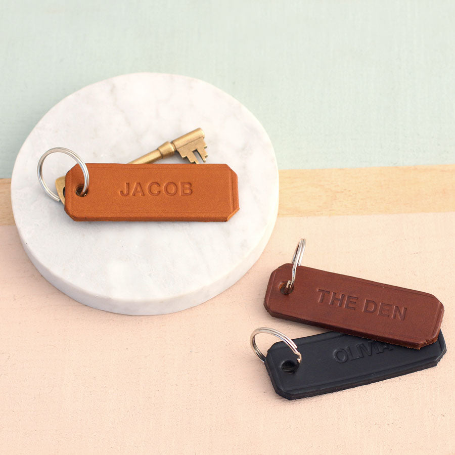 Personalised Embossed Leather Keyring