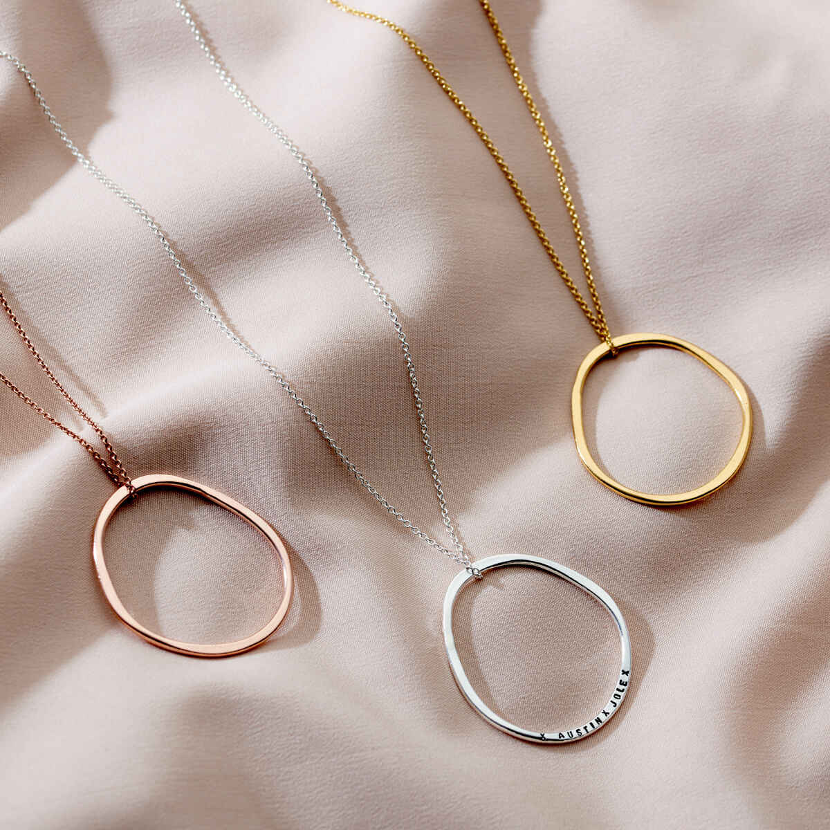 Personalised Fine Organic Hoop Necklace