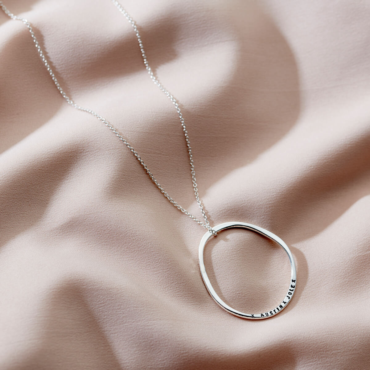 Personalised Fine Organic Hoop Necklace