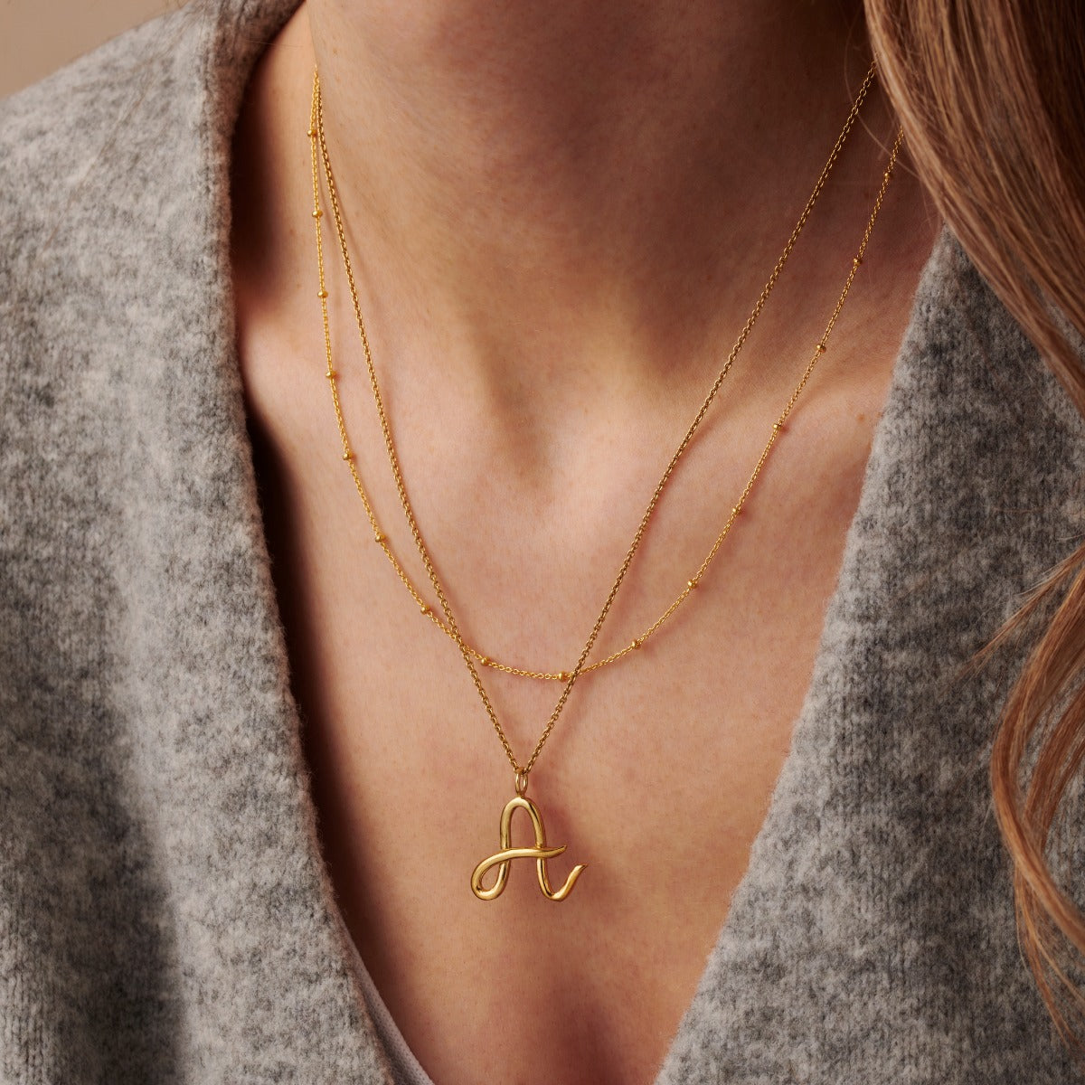 Large Organic Initial Necklace