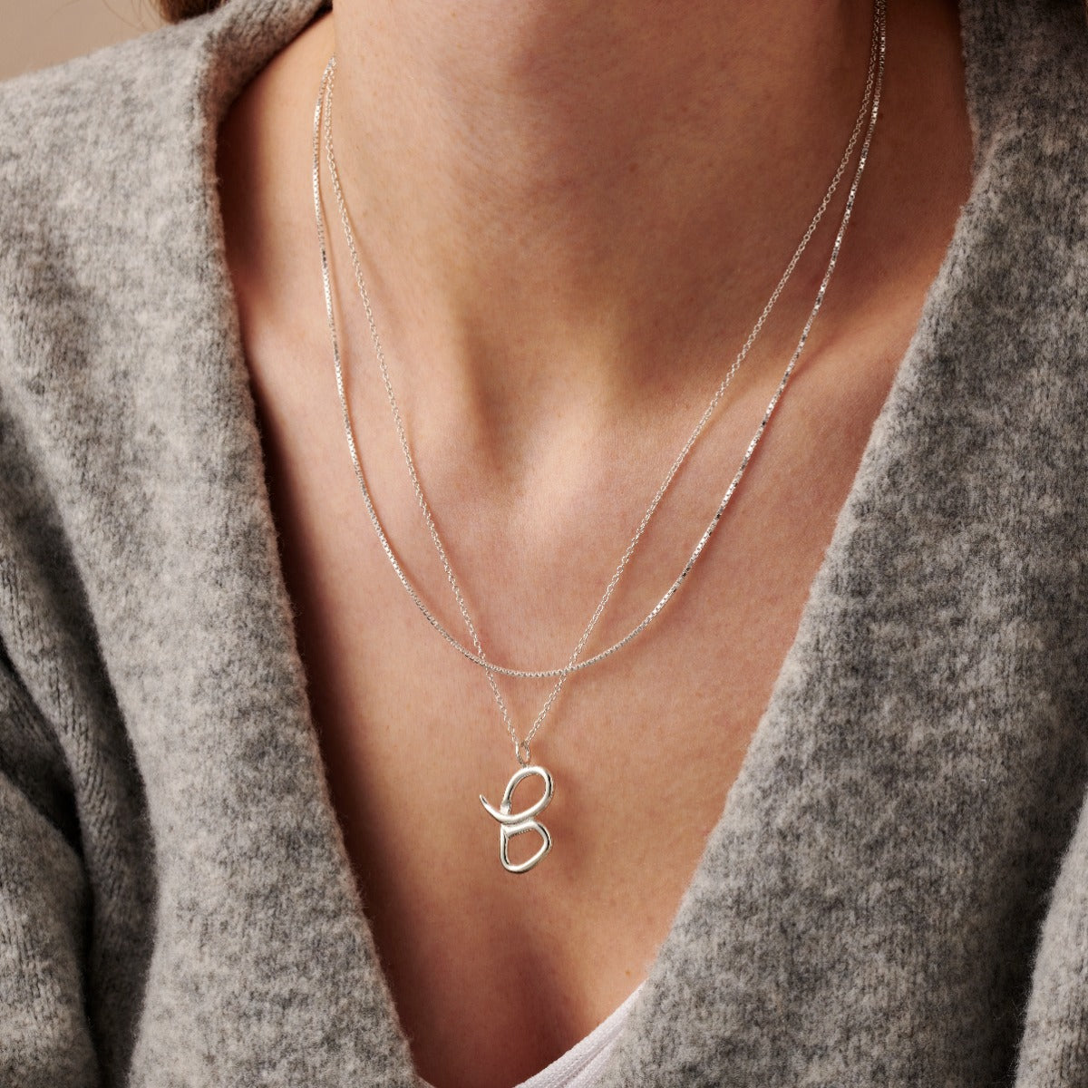 Large Organic Initial Necklace