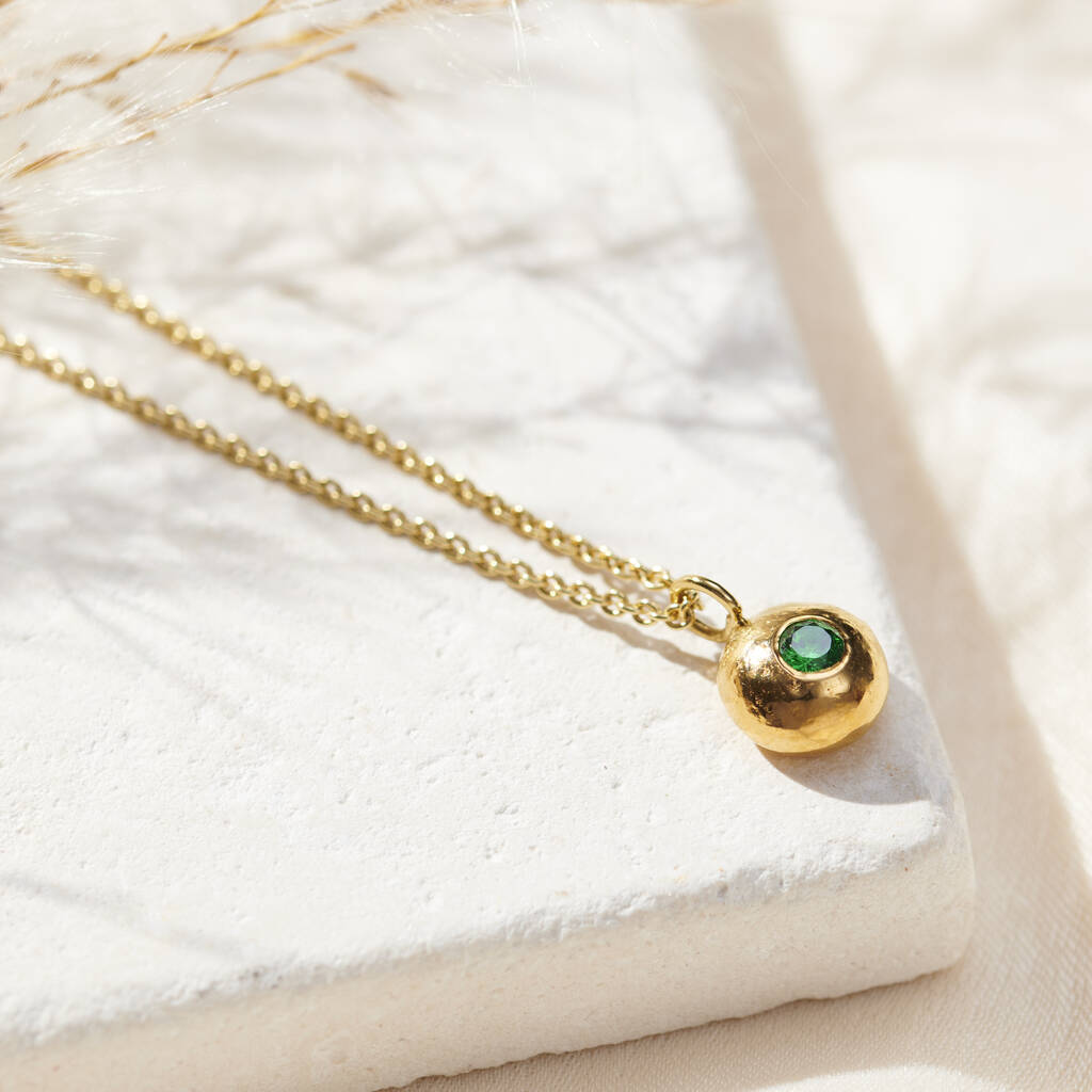 Molten Orb Large CZ Birthstone Necklace