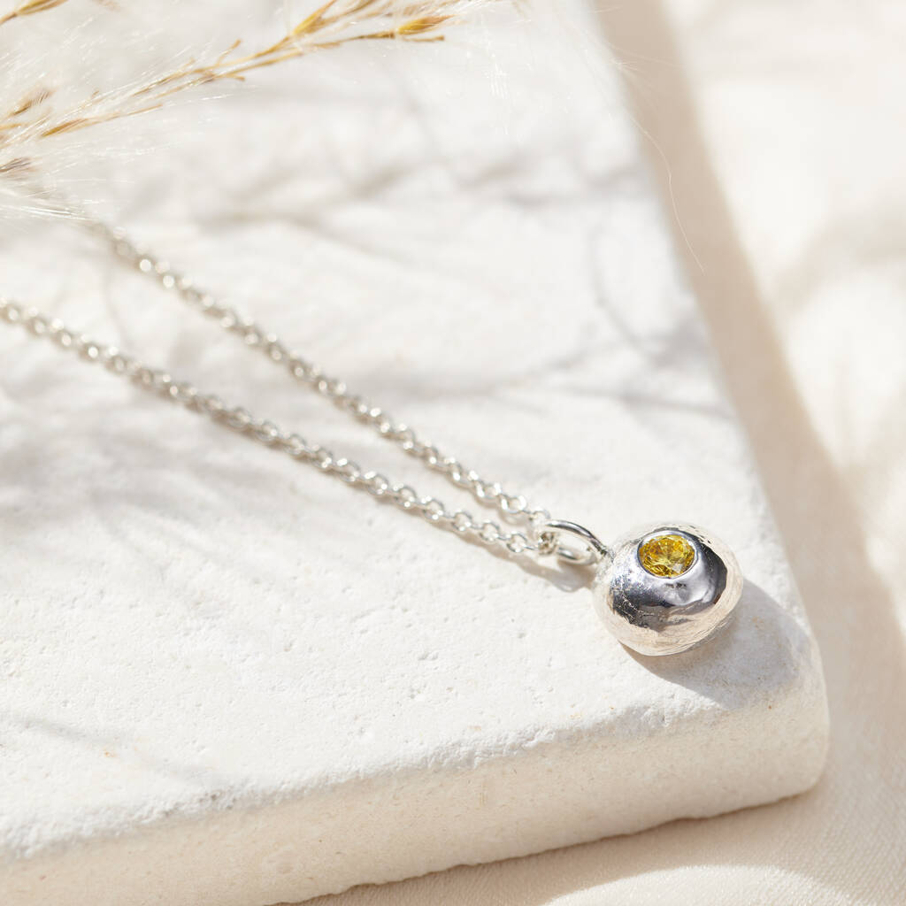 Molten Orb Large CZ Birthstone Necklace