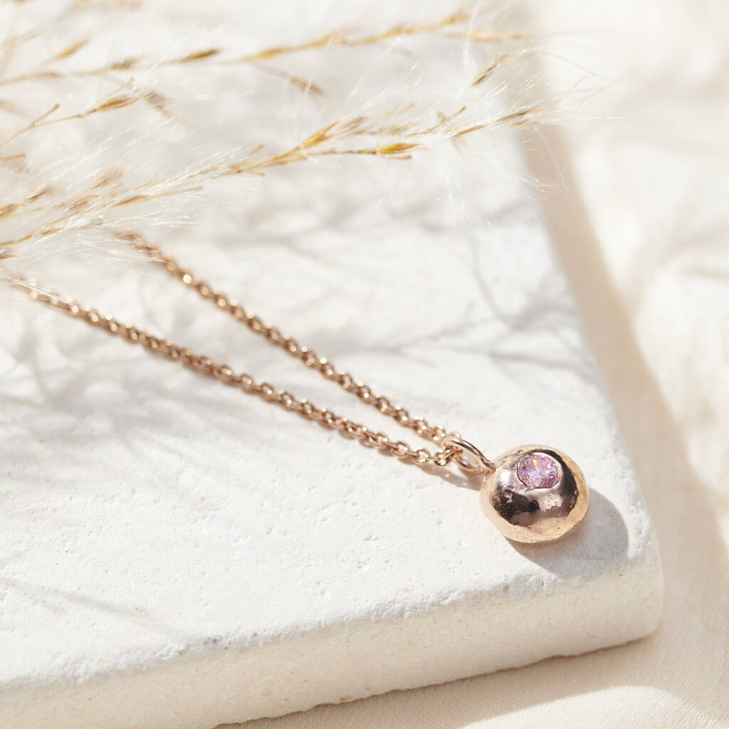 Molten Orb Large CZ Birthstone Necklace