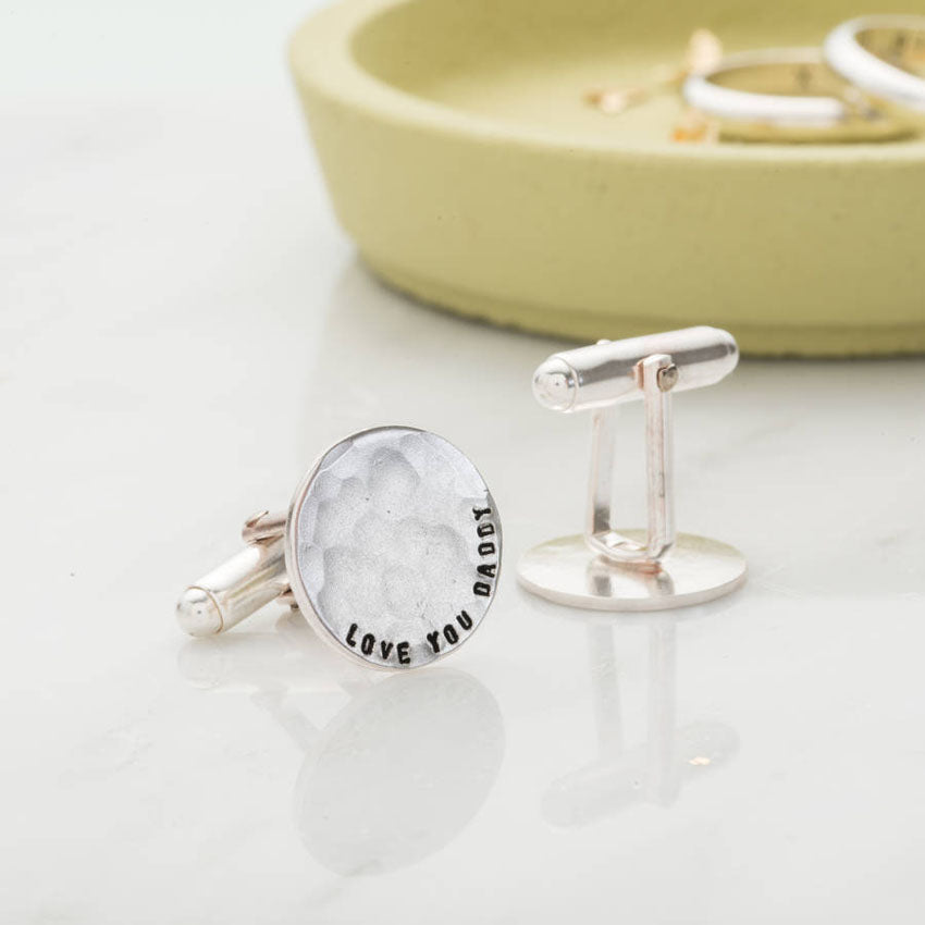 Personalised Hammered Disc Cufflinks