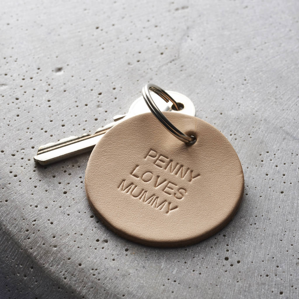 Personalised Leather Round Keyring