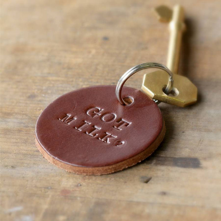 Personalised Leather Round Keyring