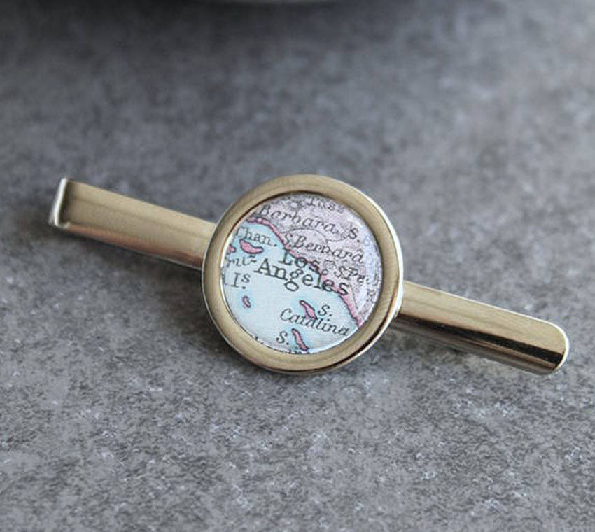 Personalised Vintage Map Tie Clip