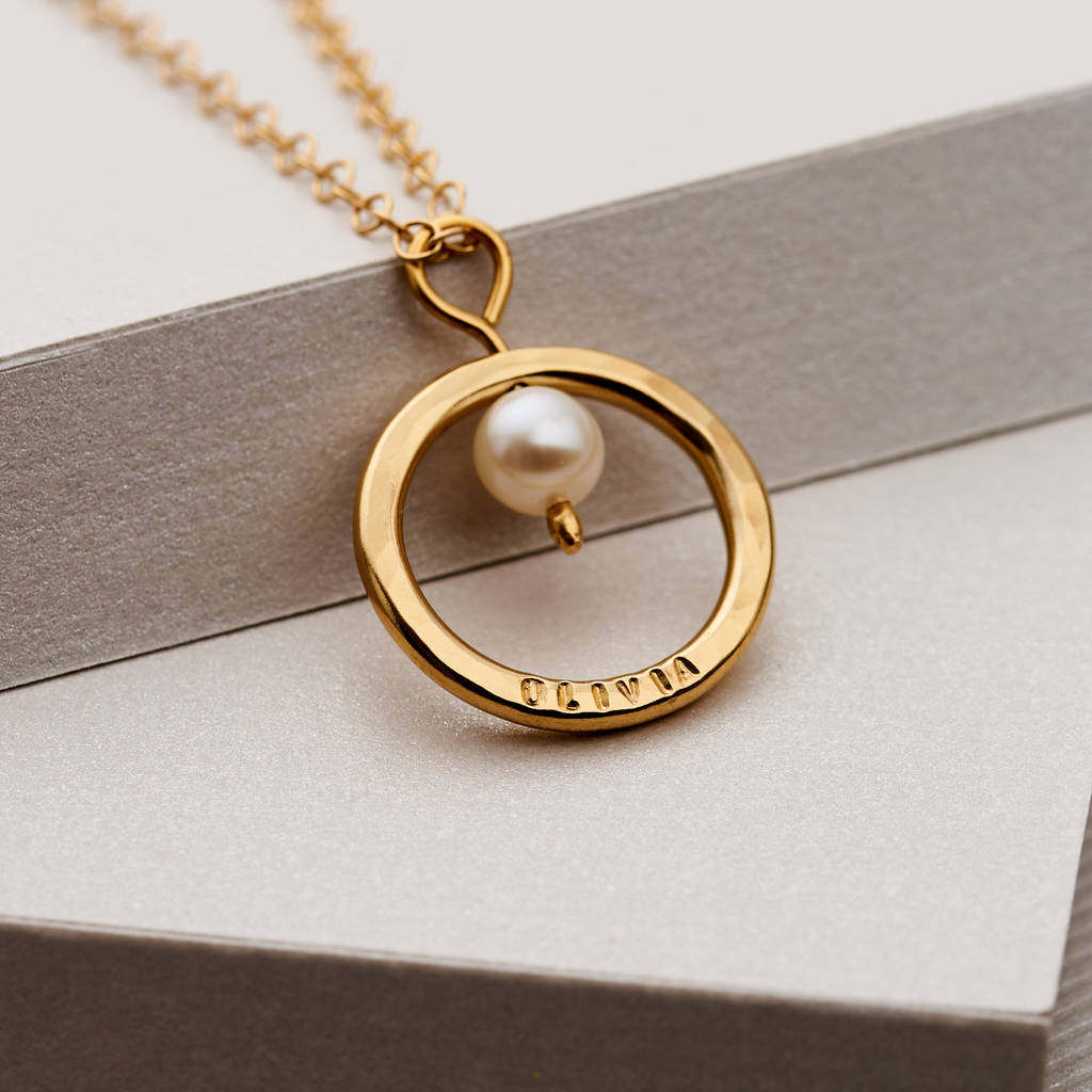 Personalised Pearl And Circle Necklace