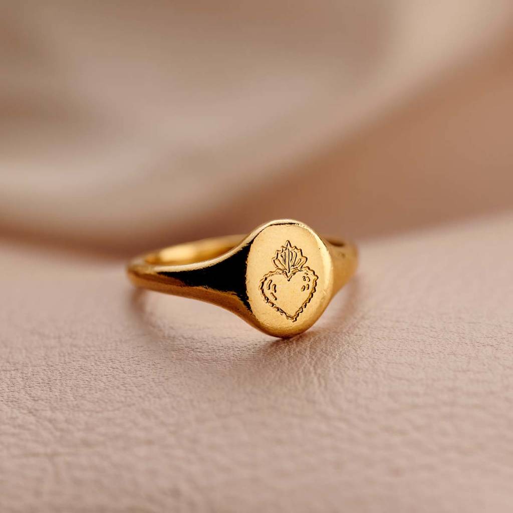 Personalised Sacred Heart Signet Ring