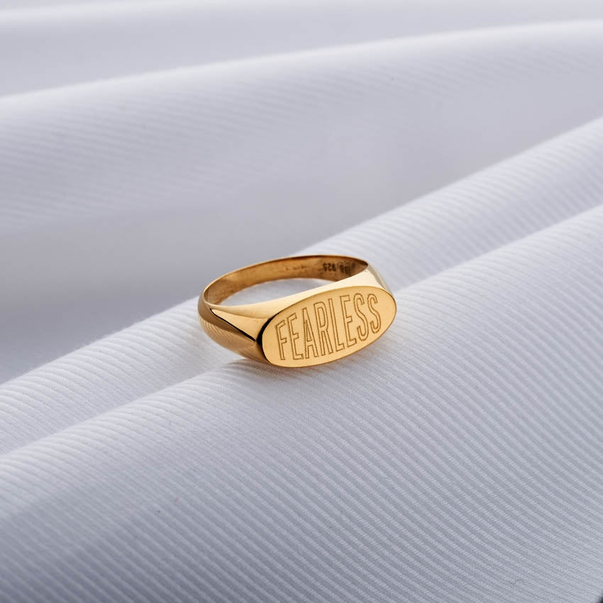 Personalised Engraved Oval Signet Ring