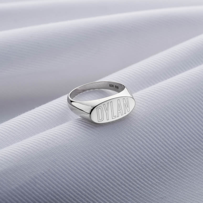 Personalised Engraved Oval Signet Ring