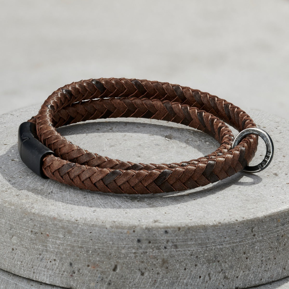 Men's Personalised Leather Message Bracelet