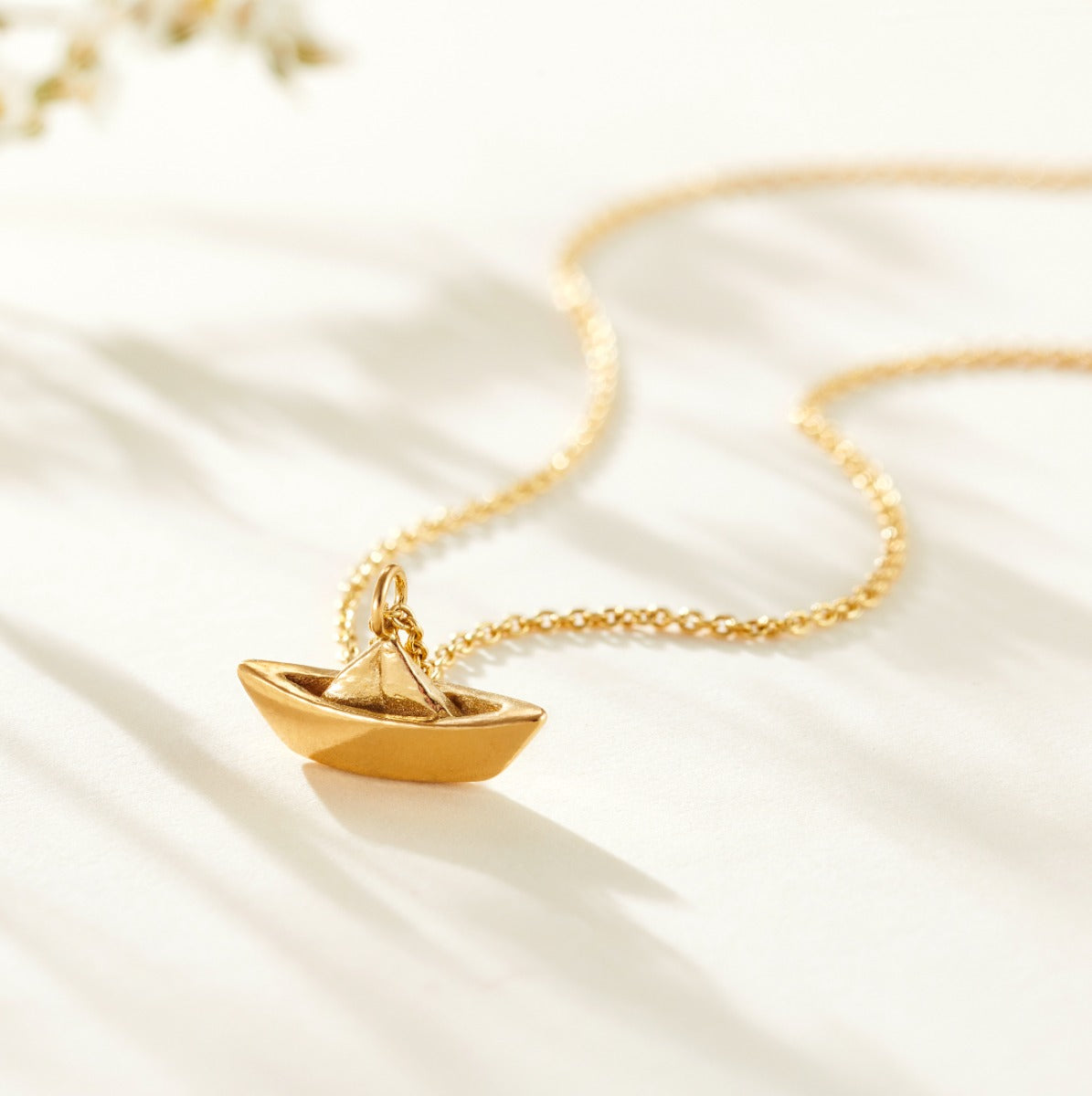 Origami Boat Charm Necklace