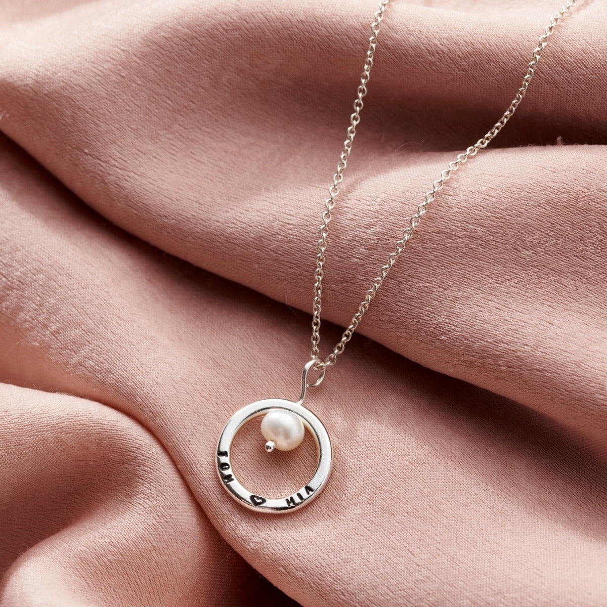 Mini Personalised Pearl & Circle Necklace