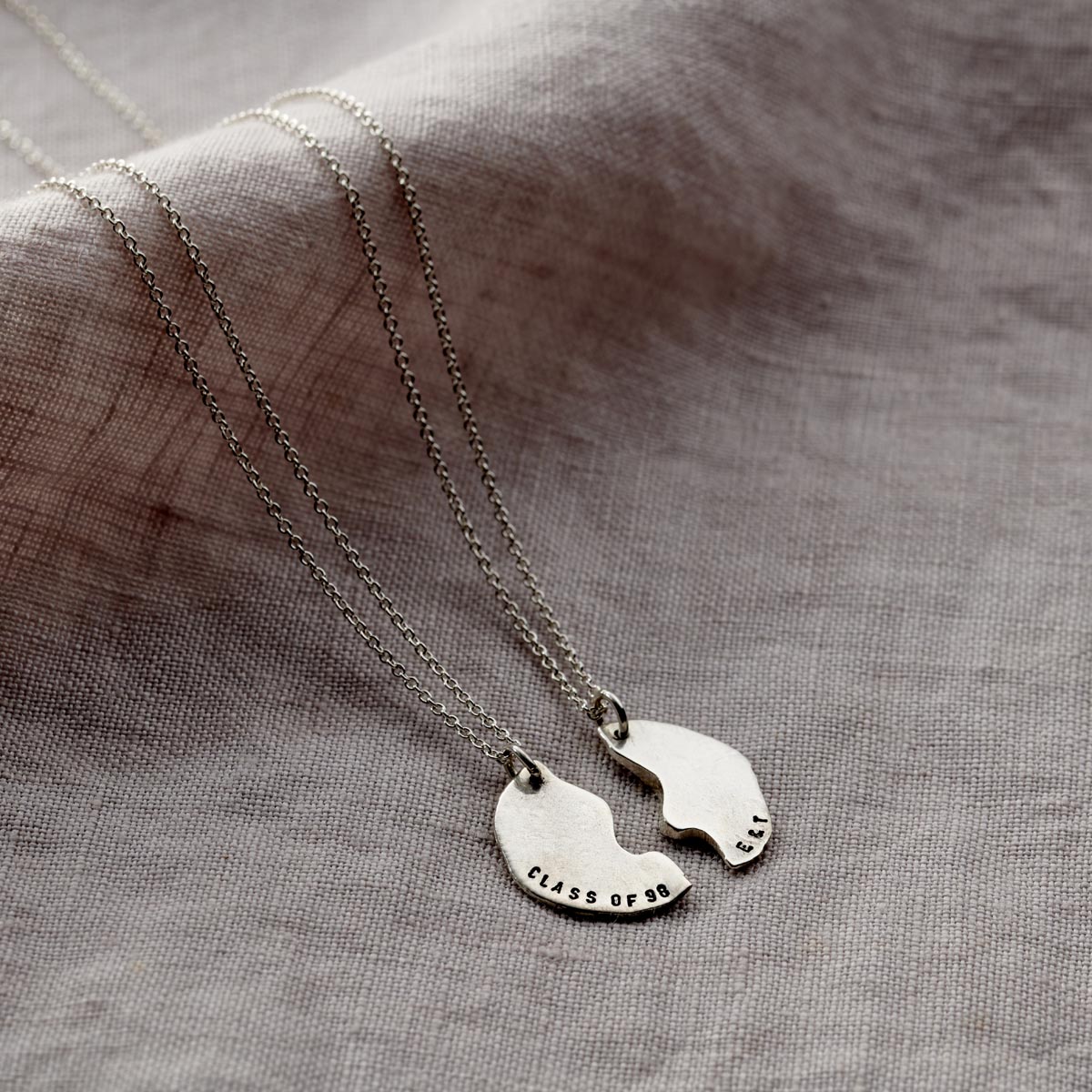 Split Coin Personalised Friendship Necklace Set