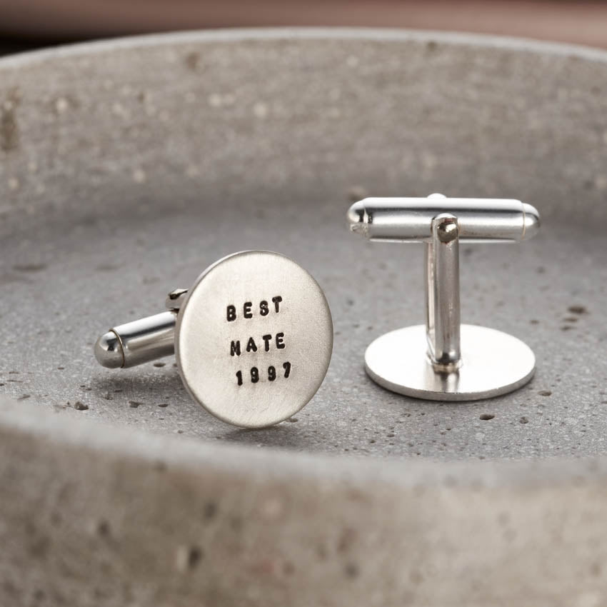 Personalised Brushed Silver Cufflinks