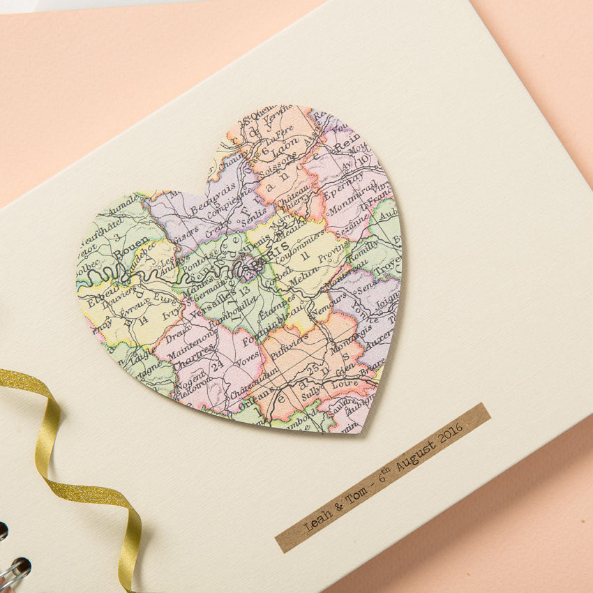 Personalised Vintage Map Heart Album