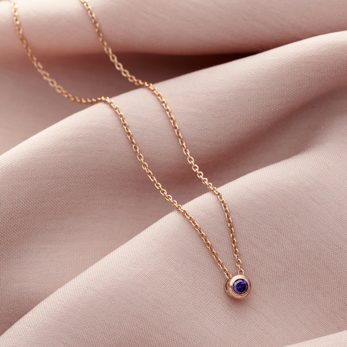 Thread Through Birthstone Charm Necklace