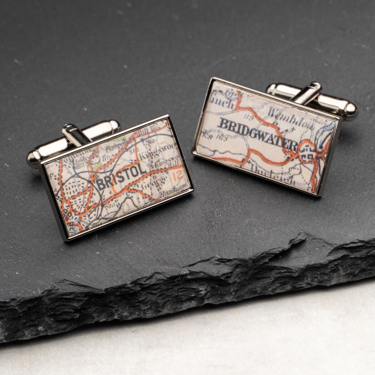 Personalised Rectangular Map Cufflinks