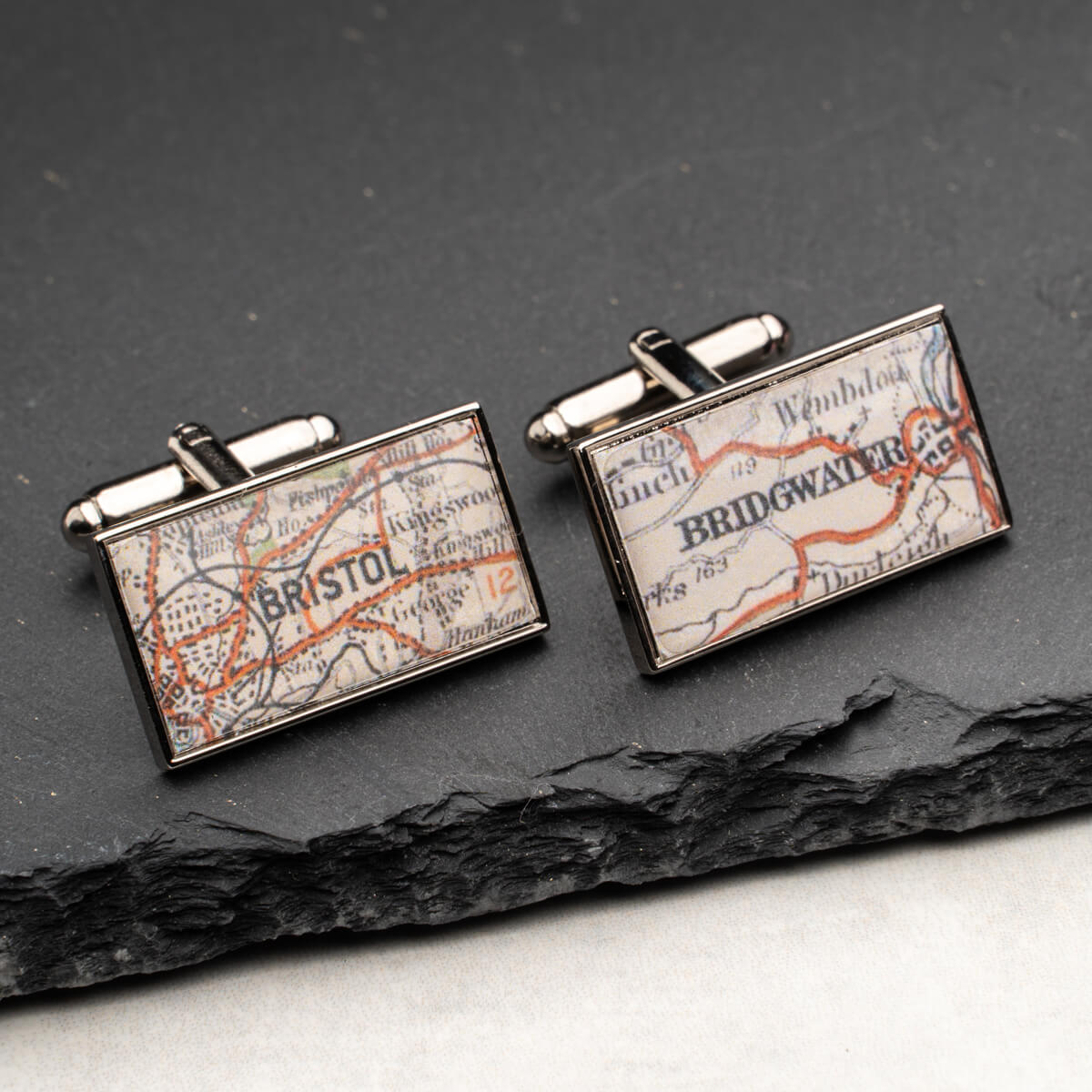 Personalised Rectangular Map Cufflinks