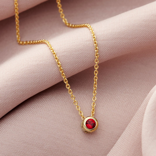 Thread Through Birthstone Charm Necklace