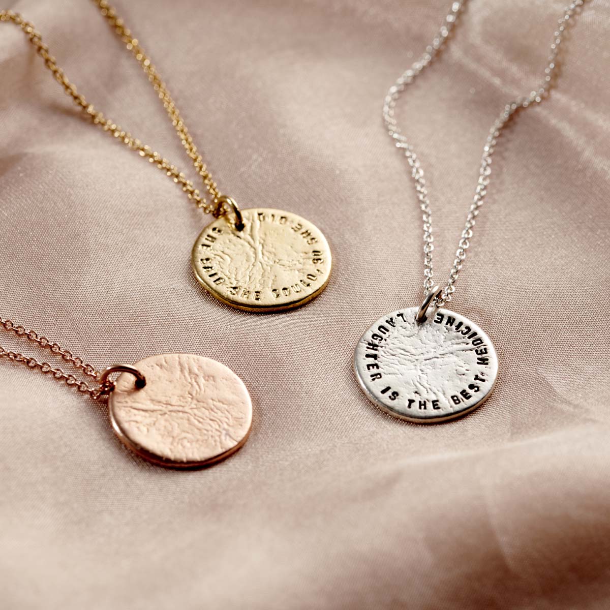 Personalised Molten Texture Disc Necklace