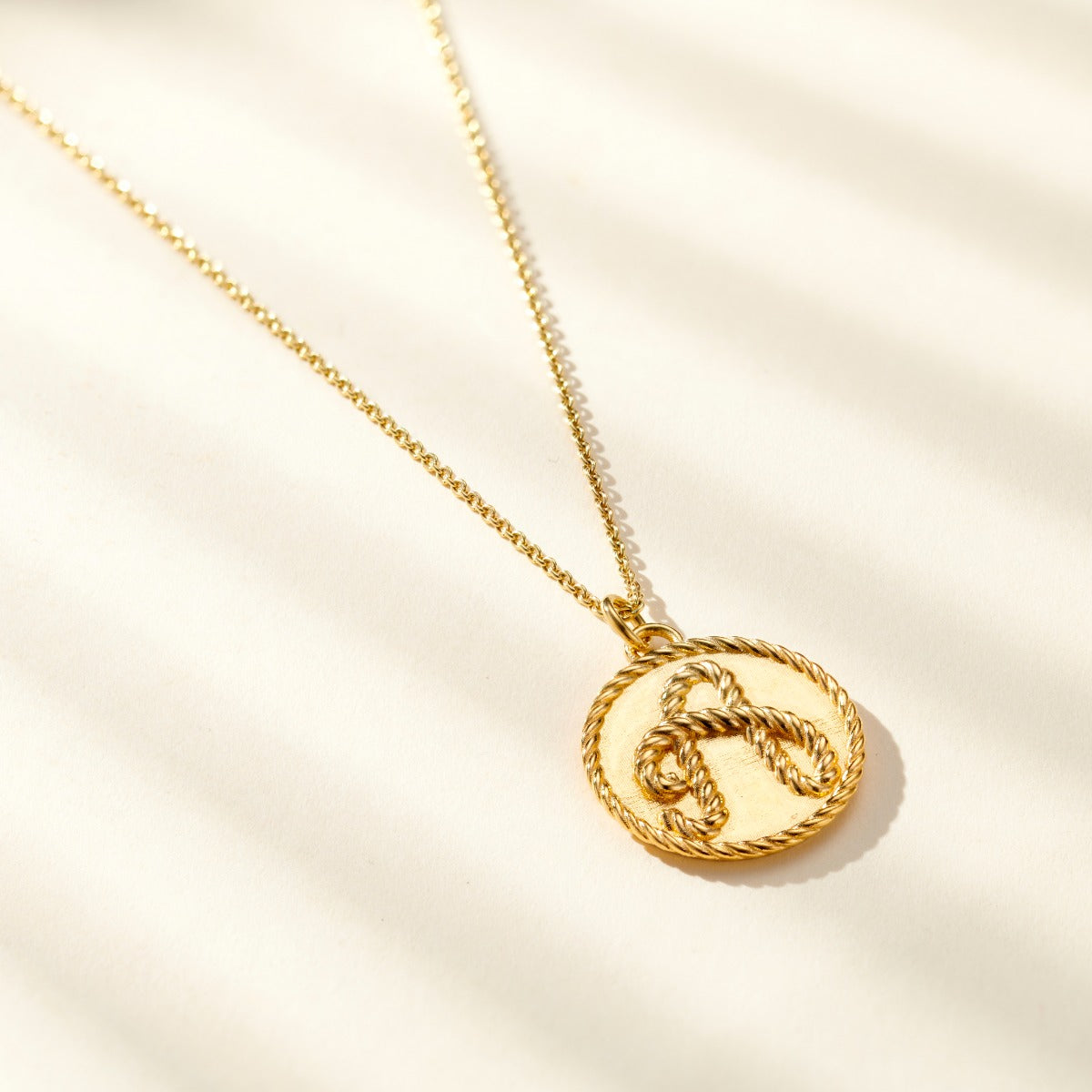 Rope Initial Disc Necklace