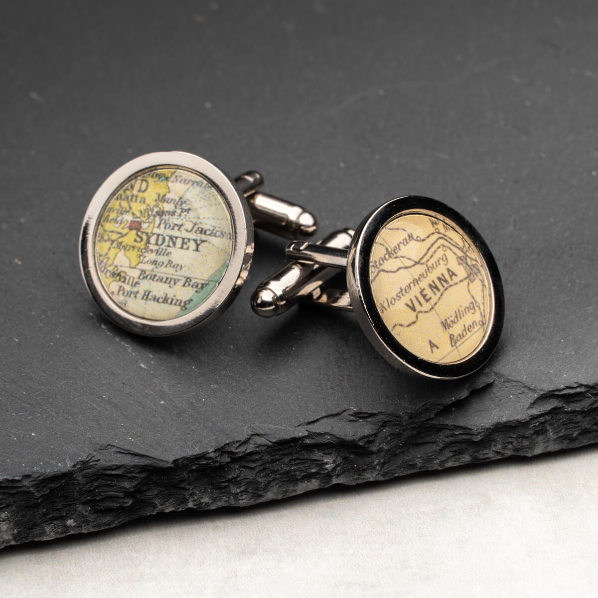 Personalised Round Vintage Map Cufflinks