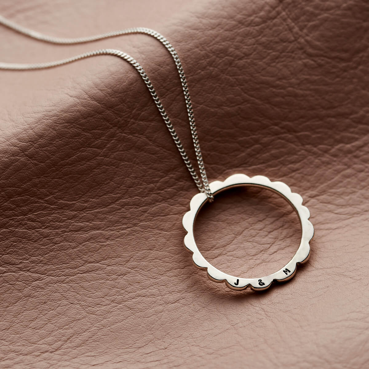 Personalised Scalloped Circle Necklace