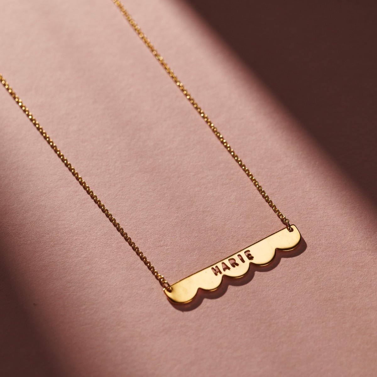 Cutout Personalised Scallop Bar Necklace