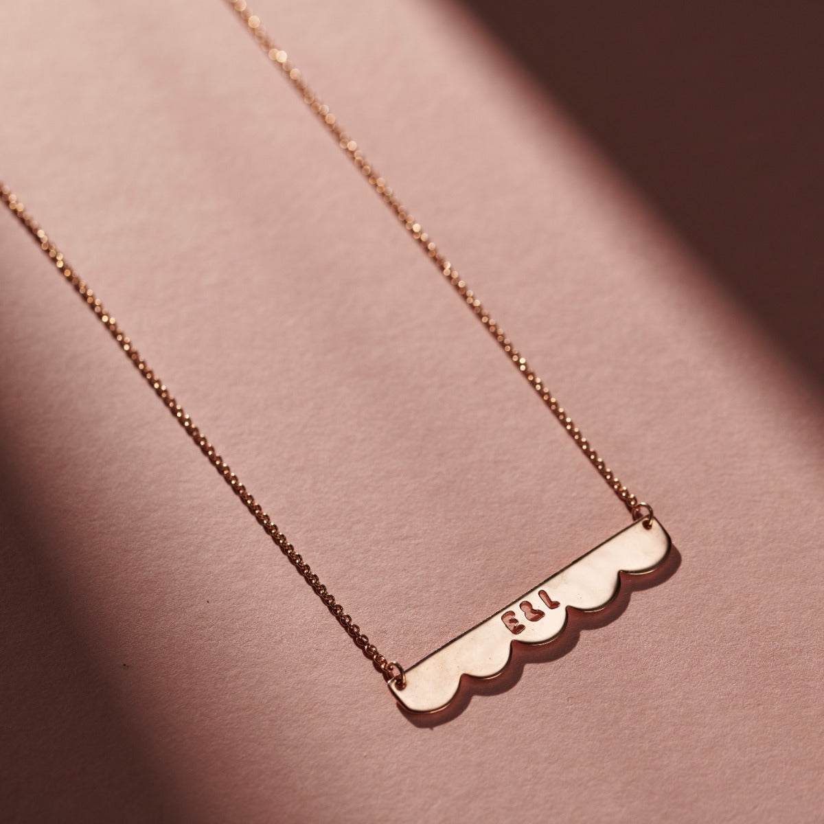 Cutout Personalised Scallop Bar Necklace