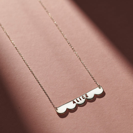 Cutout Personalised Scallop Bar Necklace