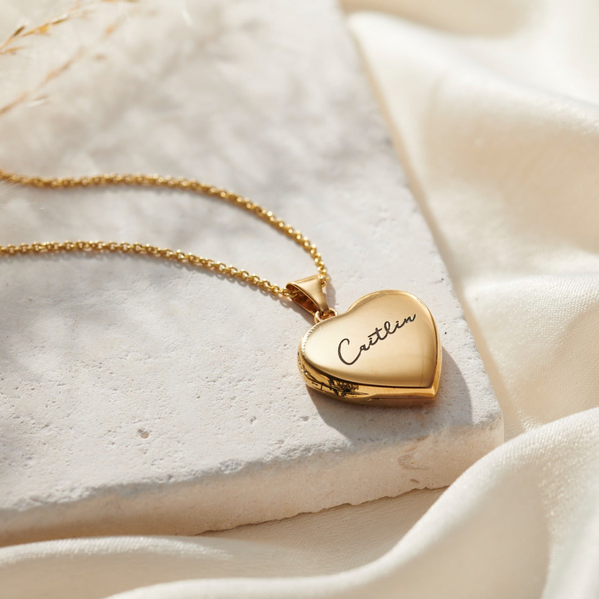 Script Name Heart Locket Necklace