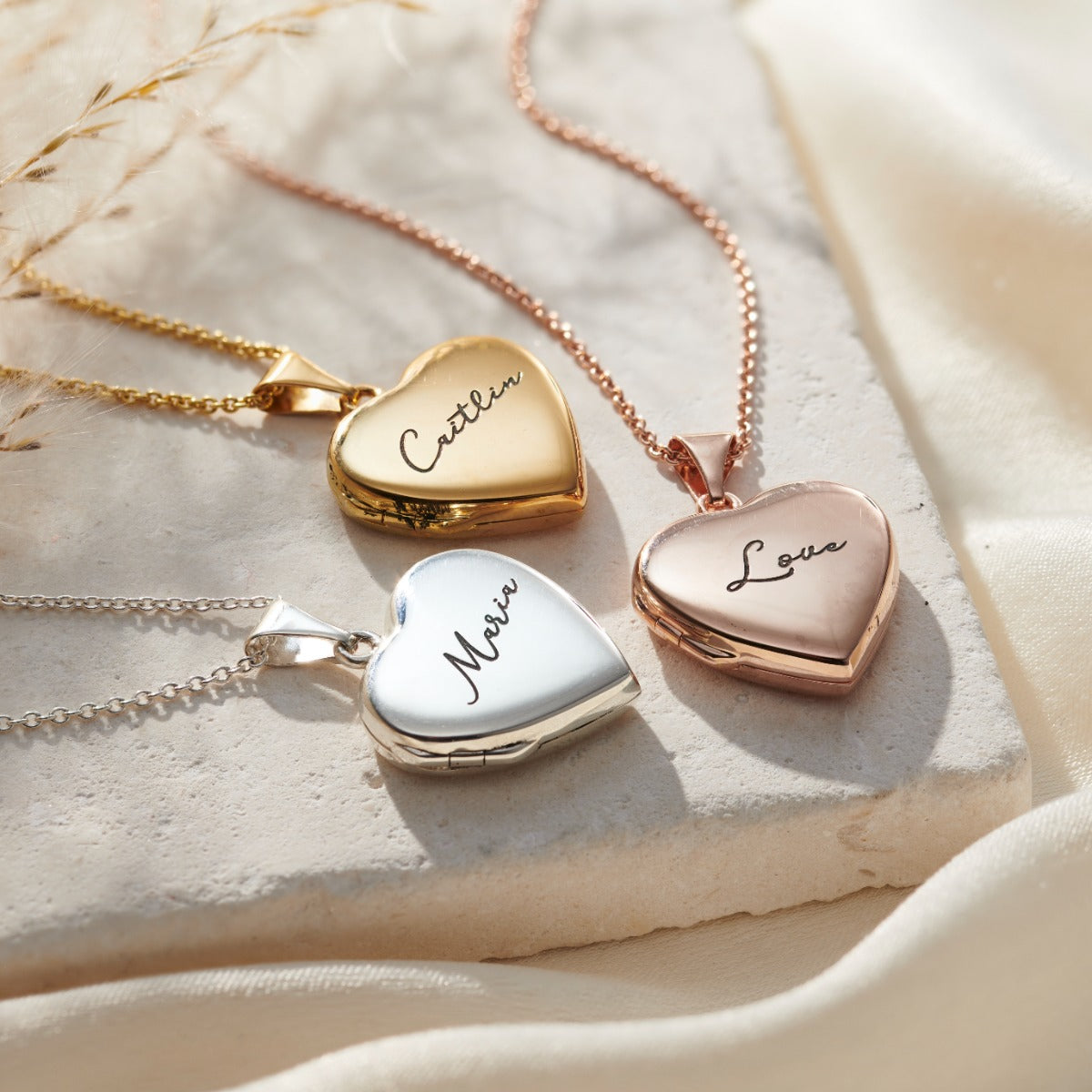 Script Name Heart Locket Necklace