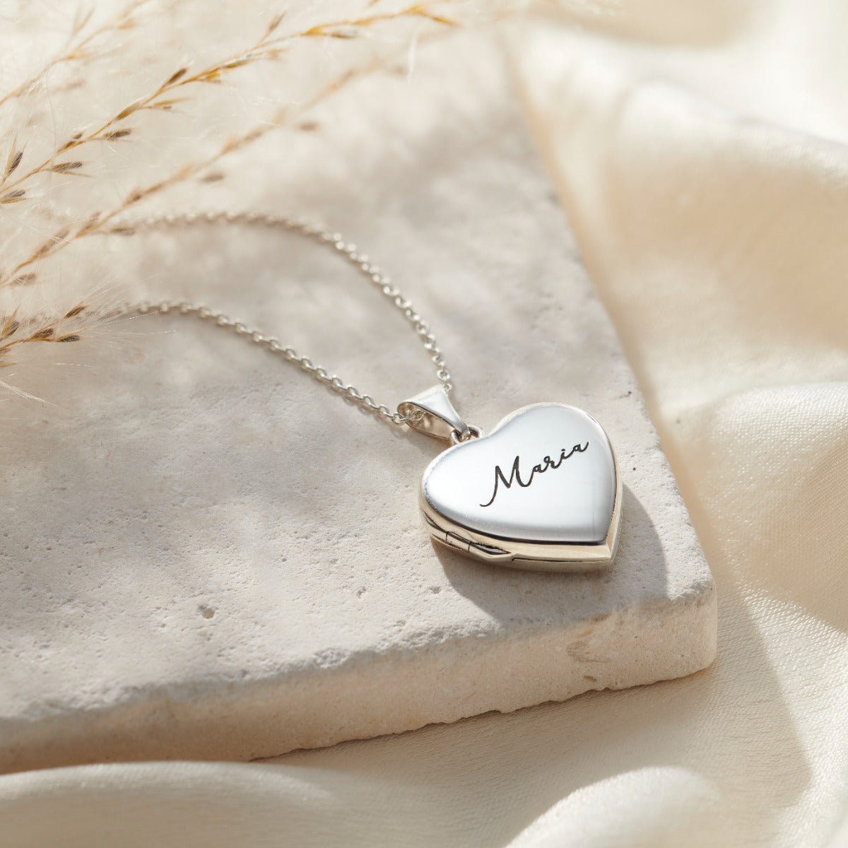 Script Name Heart Locket Necklace