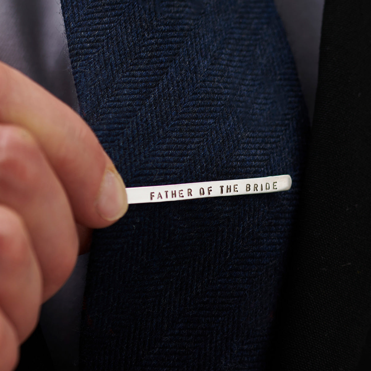 Personalised Wedding Silver Tie Clip