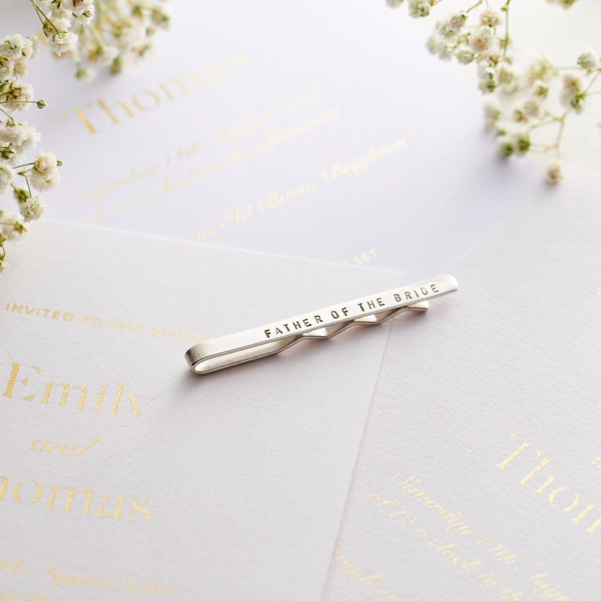 Personalised Wedding Silver Tie Clip