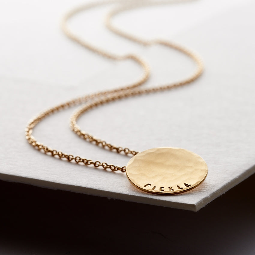 Personalised Small Hammered Disc Necklace